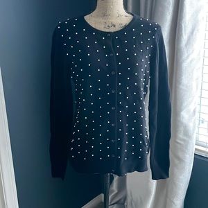 Charter Club Black Cashmere & Pearl Cardigan Size Medium